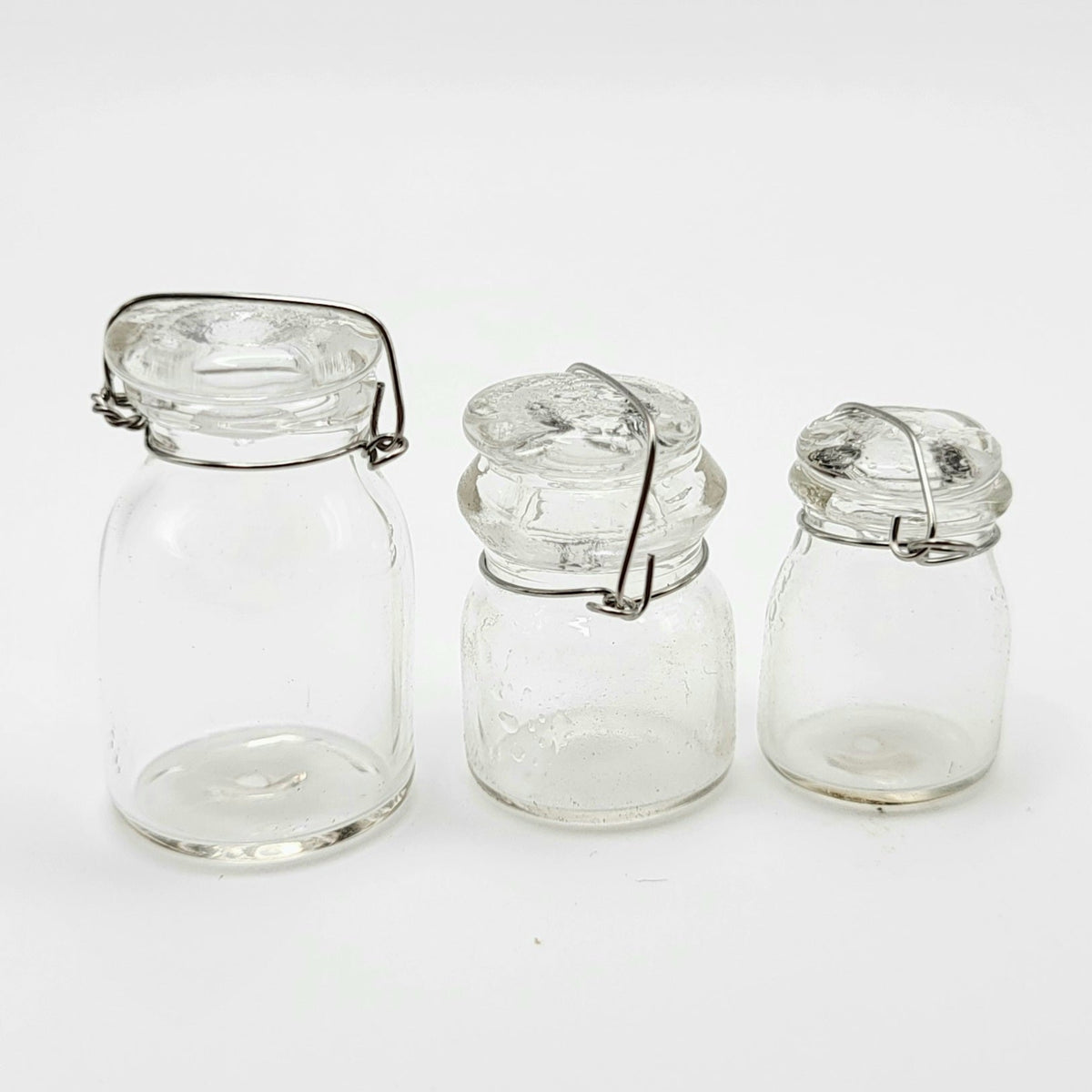 Glass Mason Jars - Set of 3 - 1/12 Scale Dollhouse Miniature