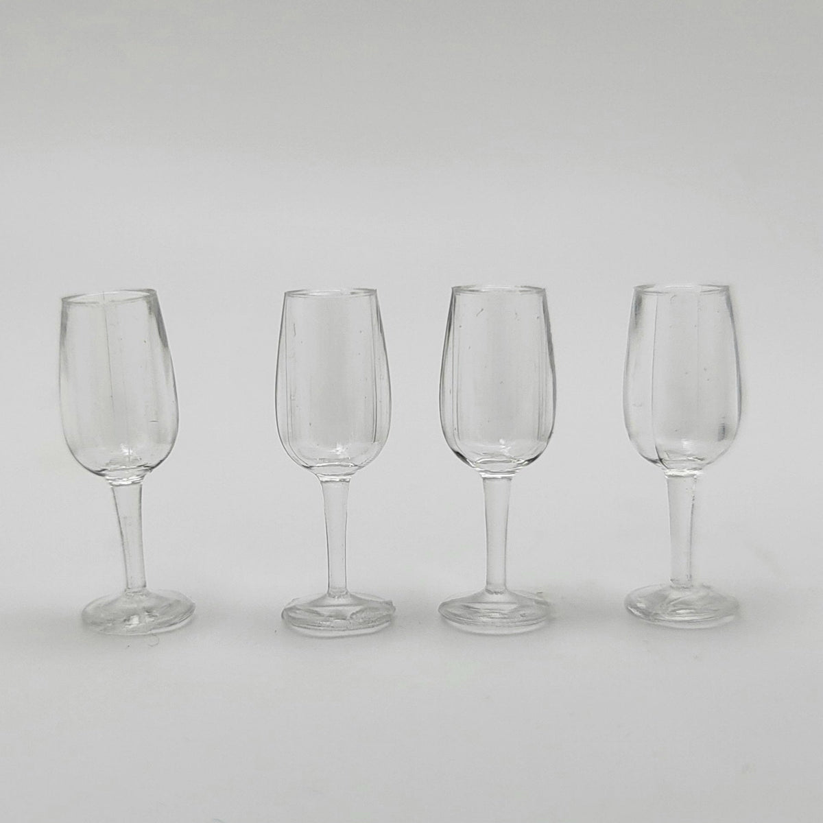 Plastic Wine Glasses - Set of 4 - 1/12 Scale Dollhouse Miniature