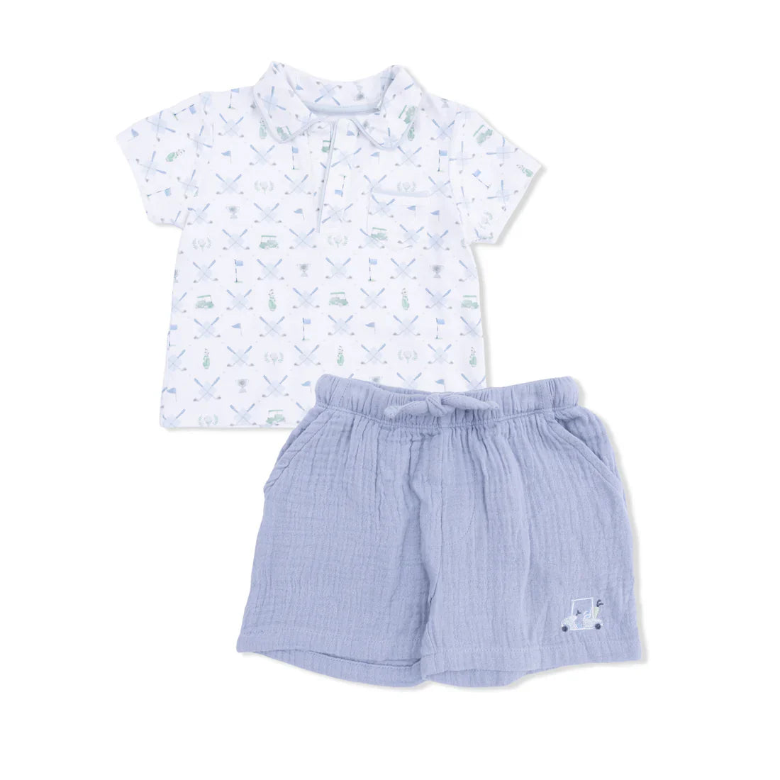 Golf Trellis Blue Polo w/Casual Short