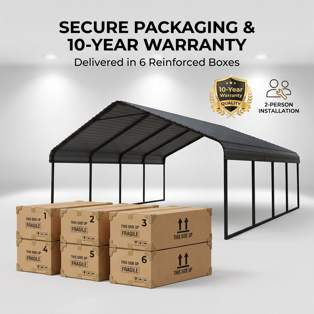 Heavy Duty Outdoor Carport Canopy 20×20 / 10×15 – Large Vehicle Shelter with Reinforced Steel Frame, Weather-Resistant Cover, Easy Assembly for Cars, Boats & Equipment
