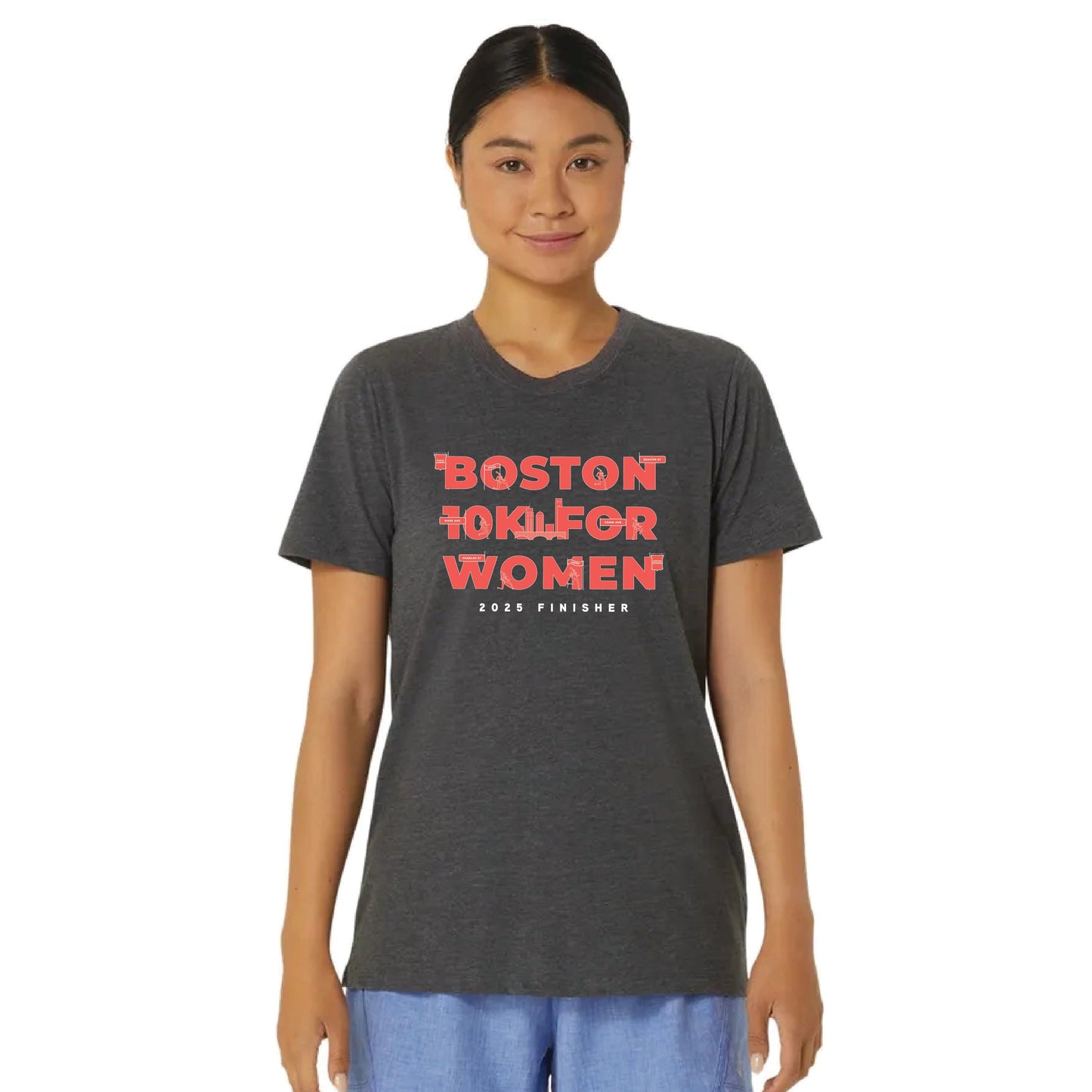 Boston 10K for Women Finisher - ASICS Women's PR Poly Cotton Tee (2012D014) (B086)