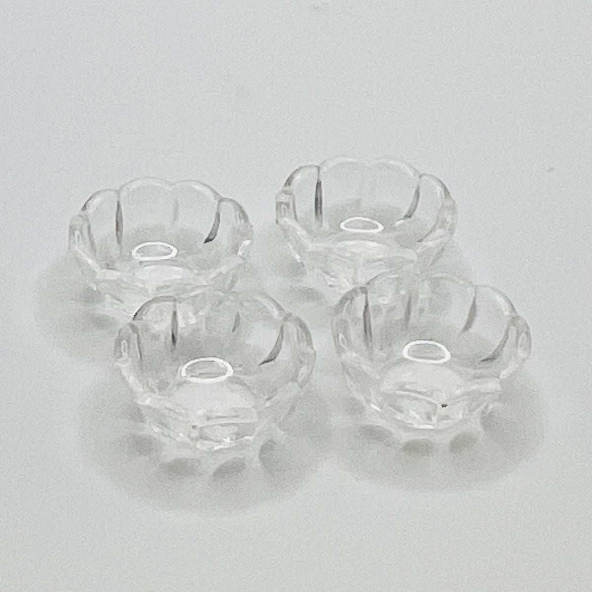 Set of 4 Clear Plastic Bowls - Scalloped Edges - 1/12 Scale Miniature