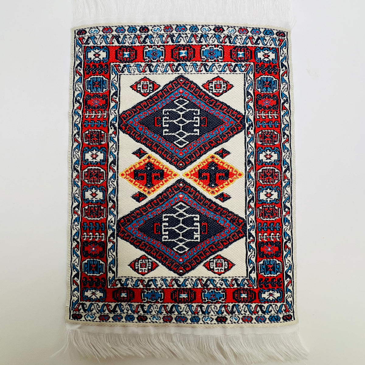 Small Woven Carpet - Blue/Red/White - Dollhouse Miniature