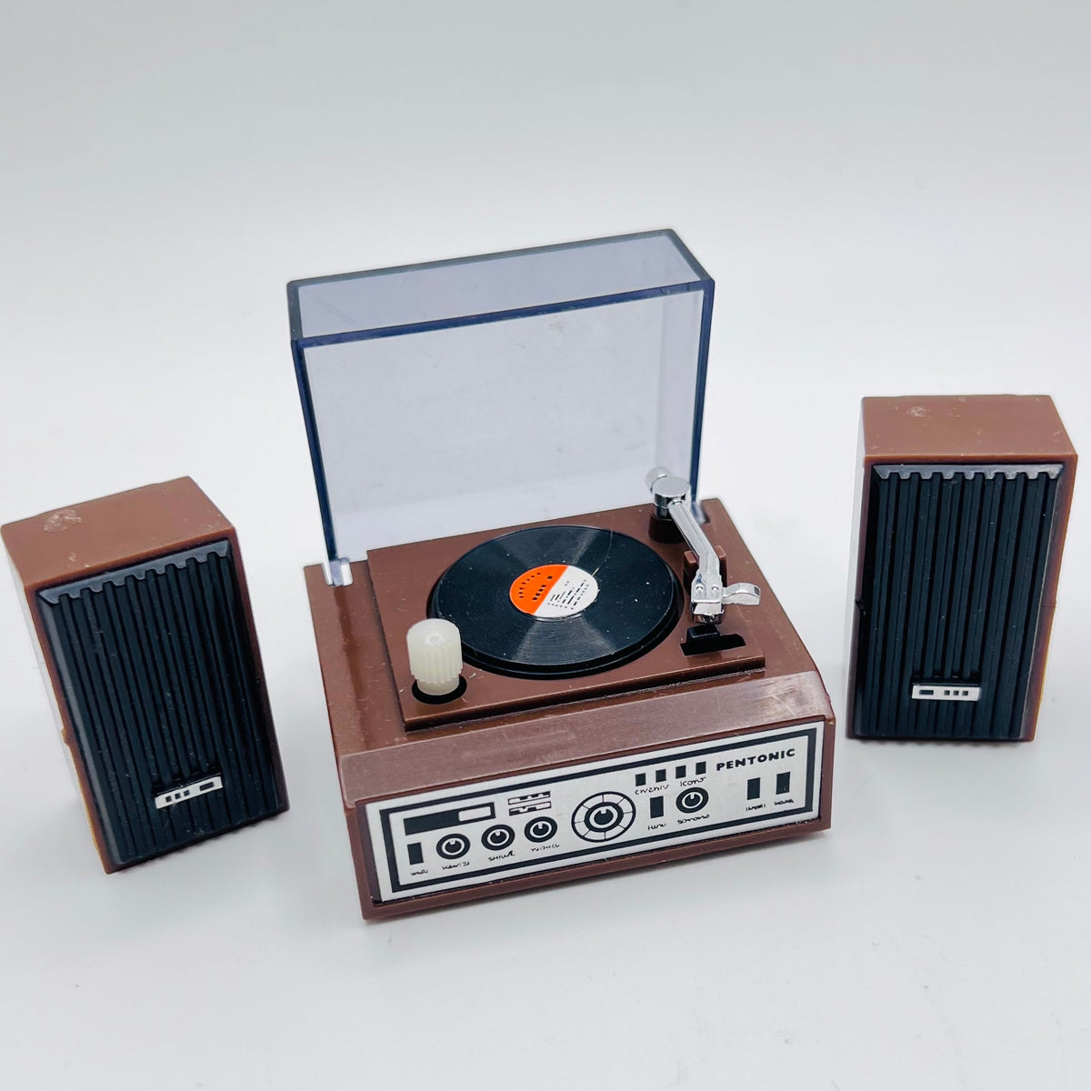 Pentonic Wind-up Mini Record Player with two Speakers - 1/12 Scale Dollhouse Miniature