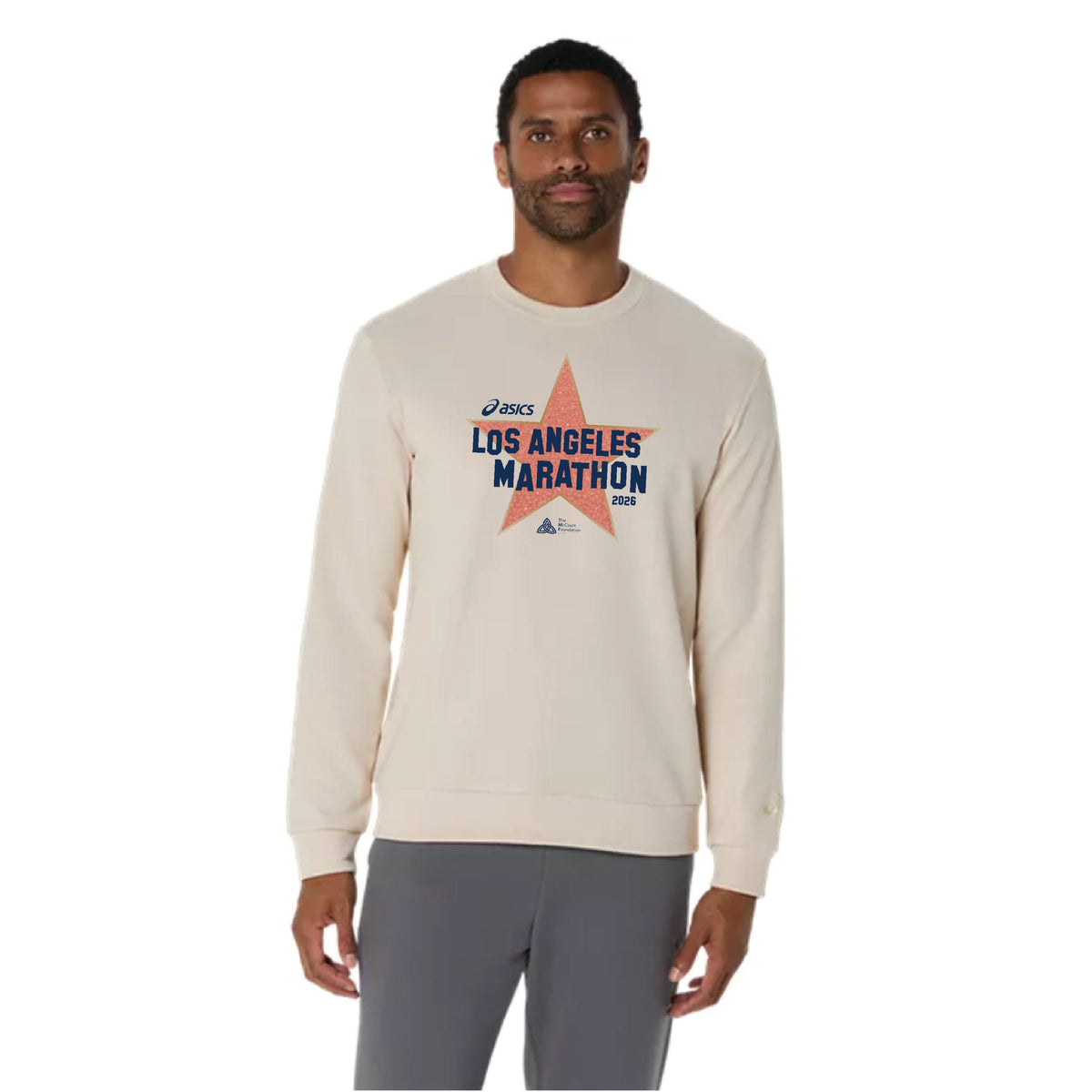 2026 ASICS Official Los Angeles Marathon - ASICS Sweat Crew Neck Top Oatmeal (2031E908) (LA26-24)