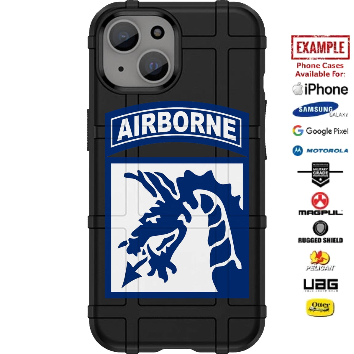 U.S. Army 18th Airborne Corps Sky Dragons Patch Custom Printed Case Design for Apple, Samsung, Google & Motorola Phone Models