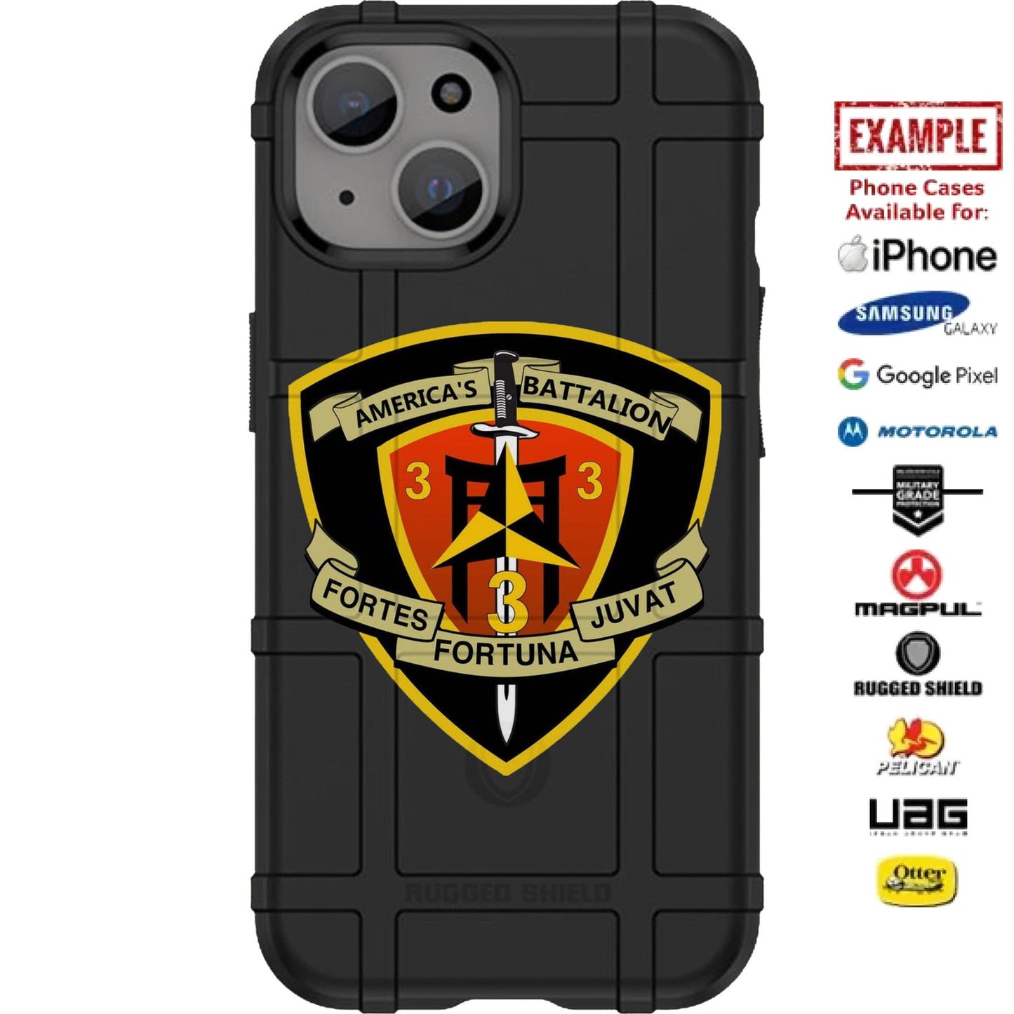 3rd Battalion, 3rd Marines Custom Printed Case Design for Apple, Samsung, Google & Motorola Phone Models