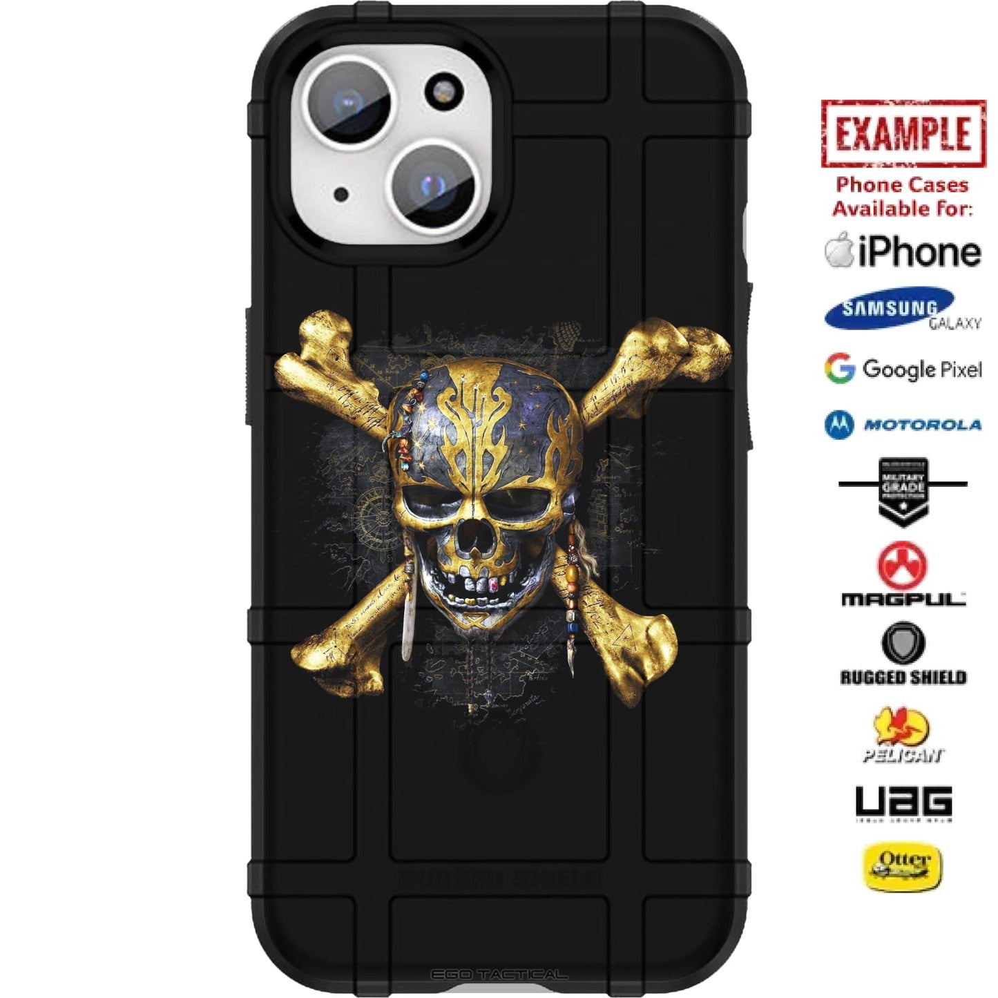Jolly Roger Jack Sparrow Pirate Flag Custom Printed Case Design for Apple, Samsung, Google & Motorola Phone Models