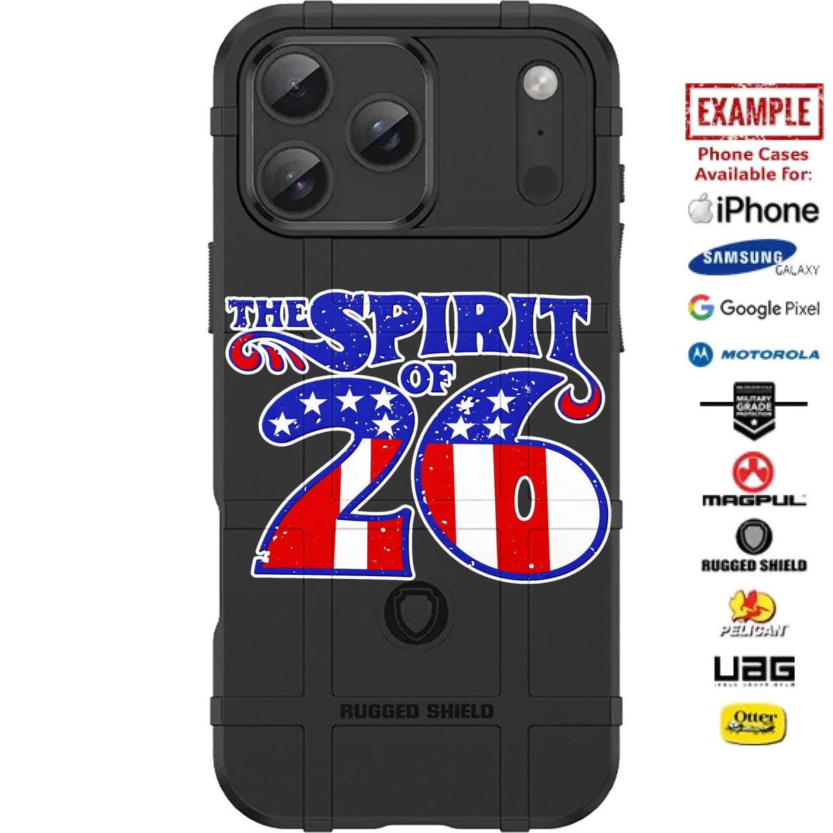 Spirit of '26 Throwback United States of America's 250th Semiquincentennial Anniversary Custom Printed Case Design for Apple, Samsung, Google & Motorola Phone Models