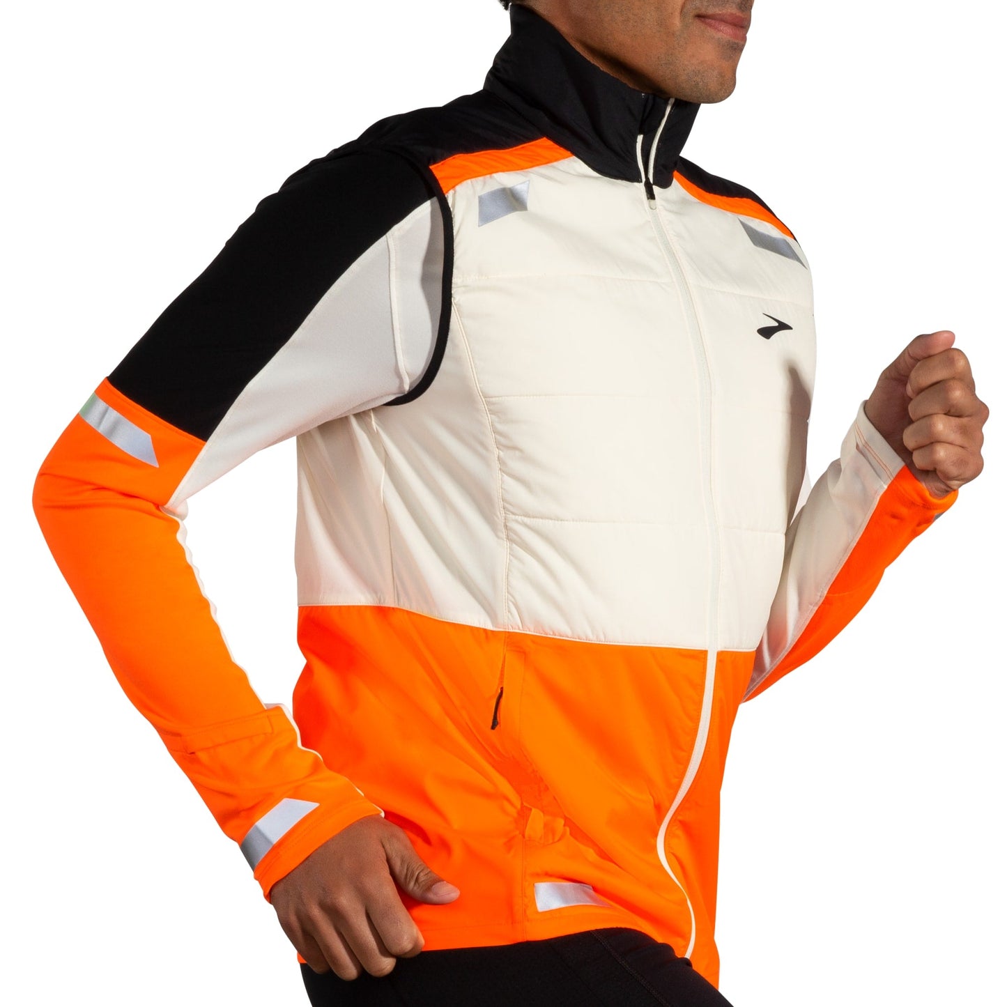 Brooks Run Visible Insulated Vest - Ecru/Fluoro Flash/Black - MEN (211518)