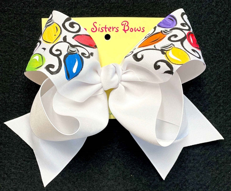 Bulb Vine - Handpainted White Hair bow - Choose 6â or 8â