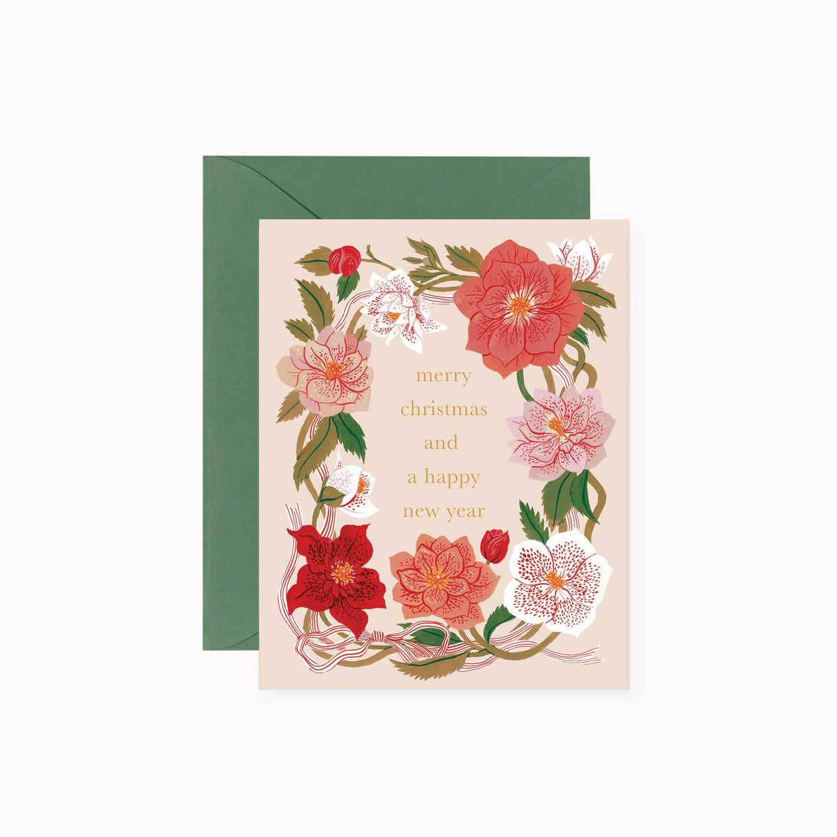CHRISTMAS ROSE WREATH | greeting card