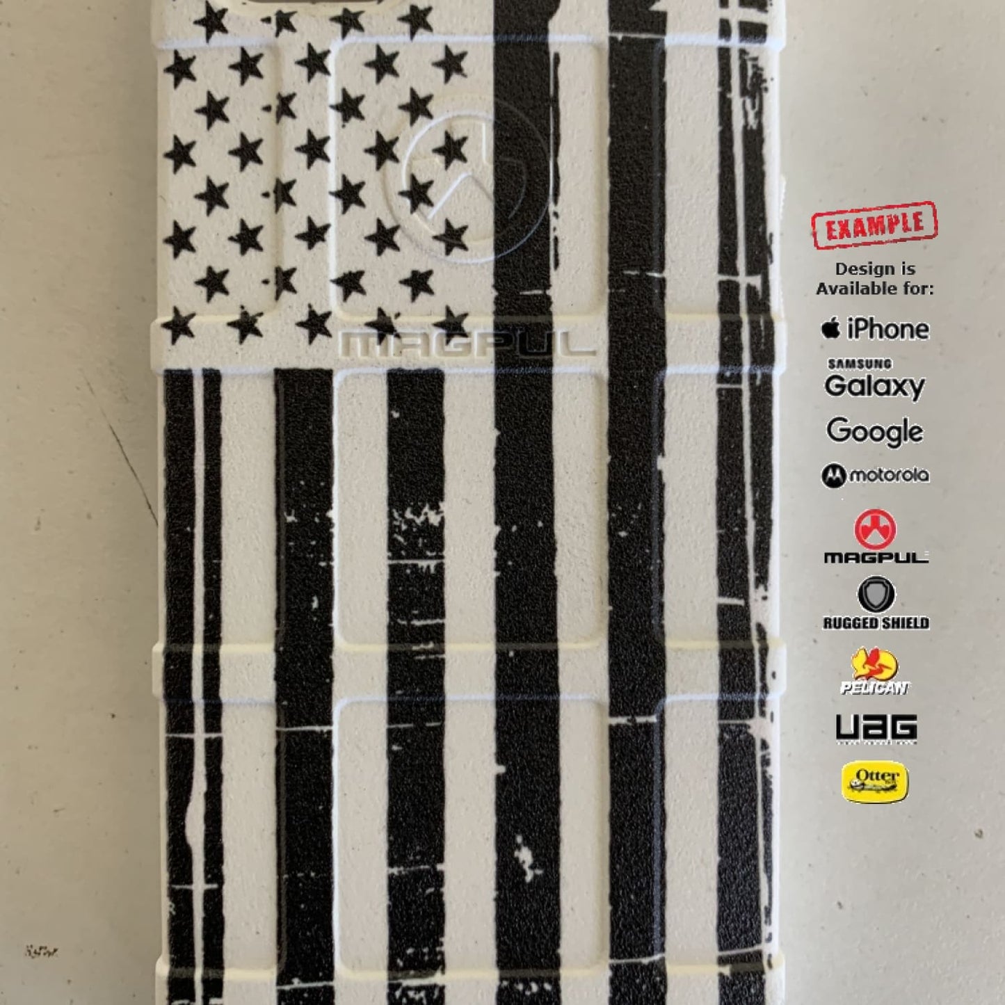 CLEARANCE - Magpul Industries Custom UV-Laser Printed Apple iPhone 5 iPhone 5S Only DISTRESSED SUBDUED BLACK FLAG ON WHITE EGO116
