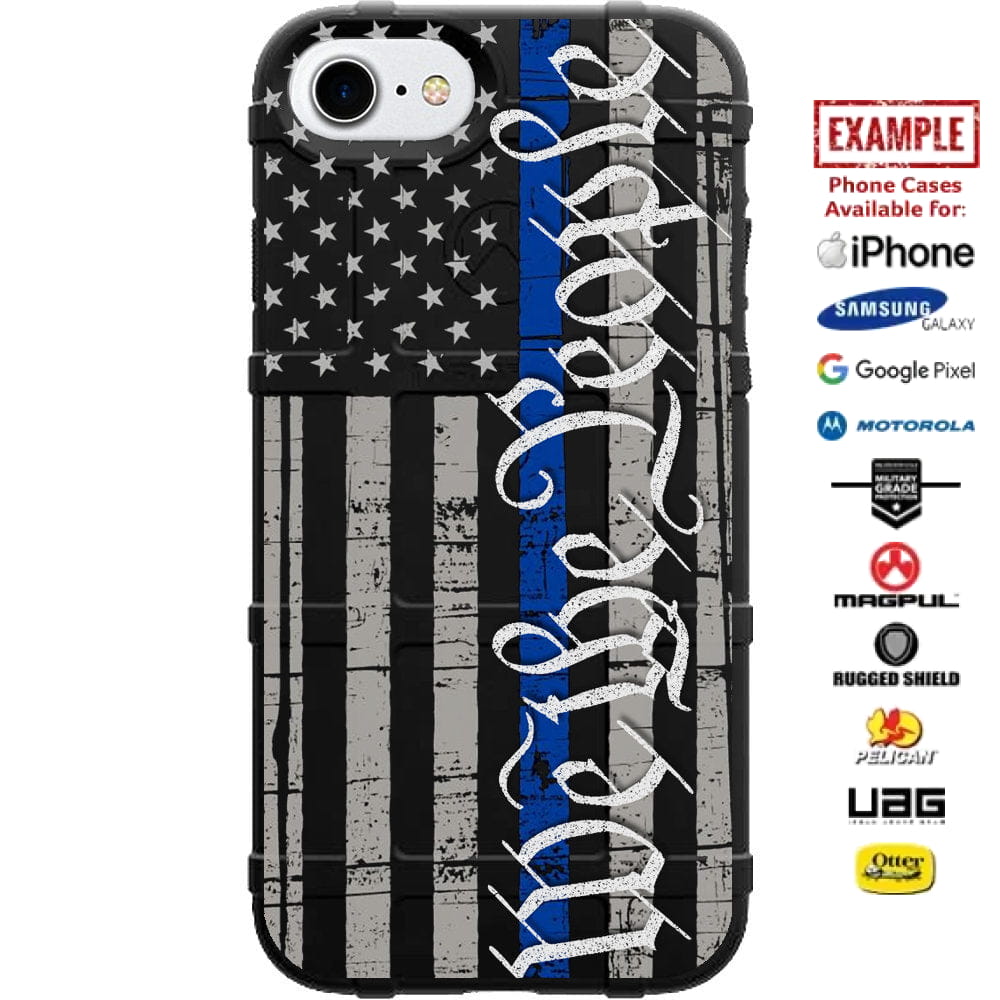 We the People Thin Blue Line Assaulting Subdued Flag Custom Printed Case Design for Apple, Samsung, Google & Motorola Phone Models