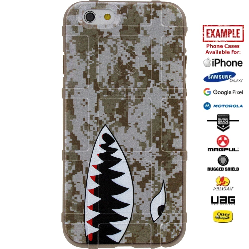 MARPAT Desert Digital Camouflage, Shark Teeth Custom Printed Case Design for Apple, Samsung, Google & Motorola Phone Models