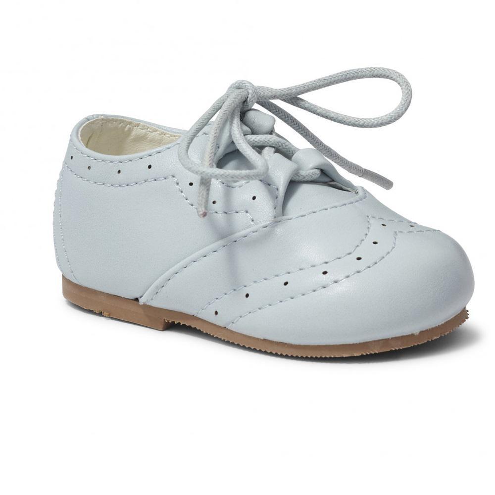 Leo Boys Faux Patent Lace Up Shoes - Sky Blue