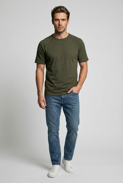 Hoxton Raglan Sleeve Fitted T-shirt - Olive