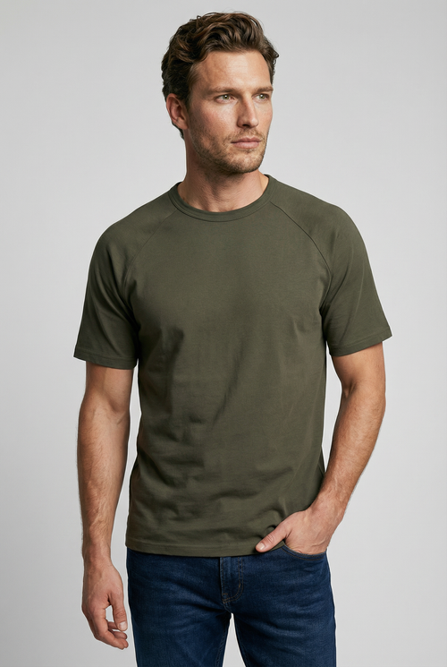 Hoxton Raglan Sleeve Fitted T-shirt - Olive