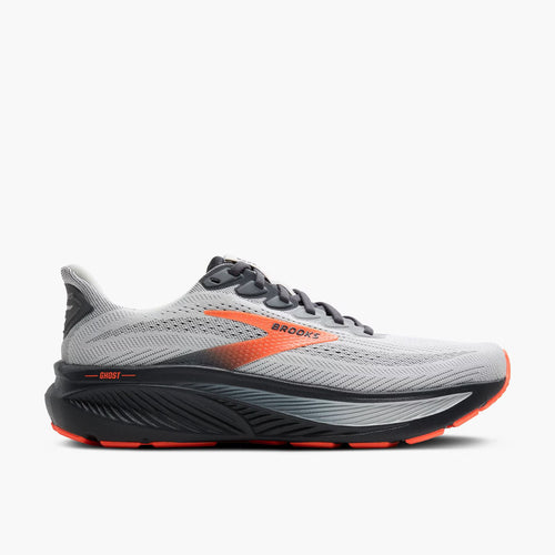 Brooks Men's Ghost 17 (Extra Wide) - Oyster Mushroom/Orange/Ebony