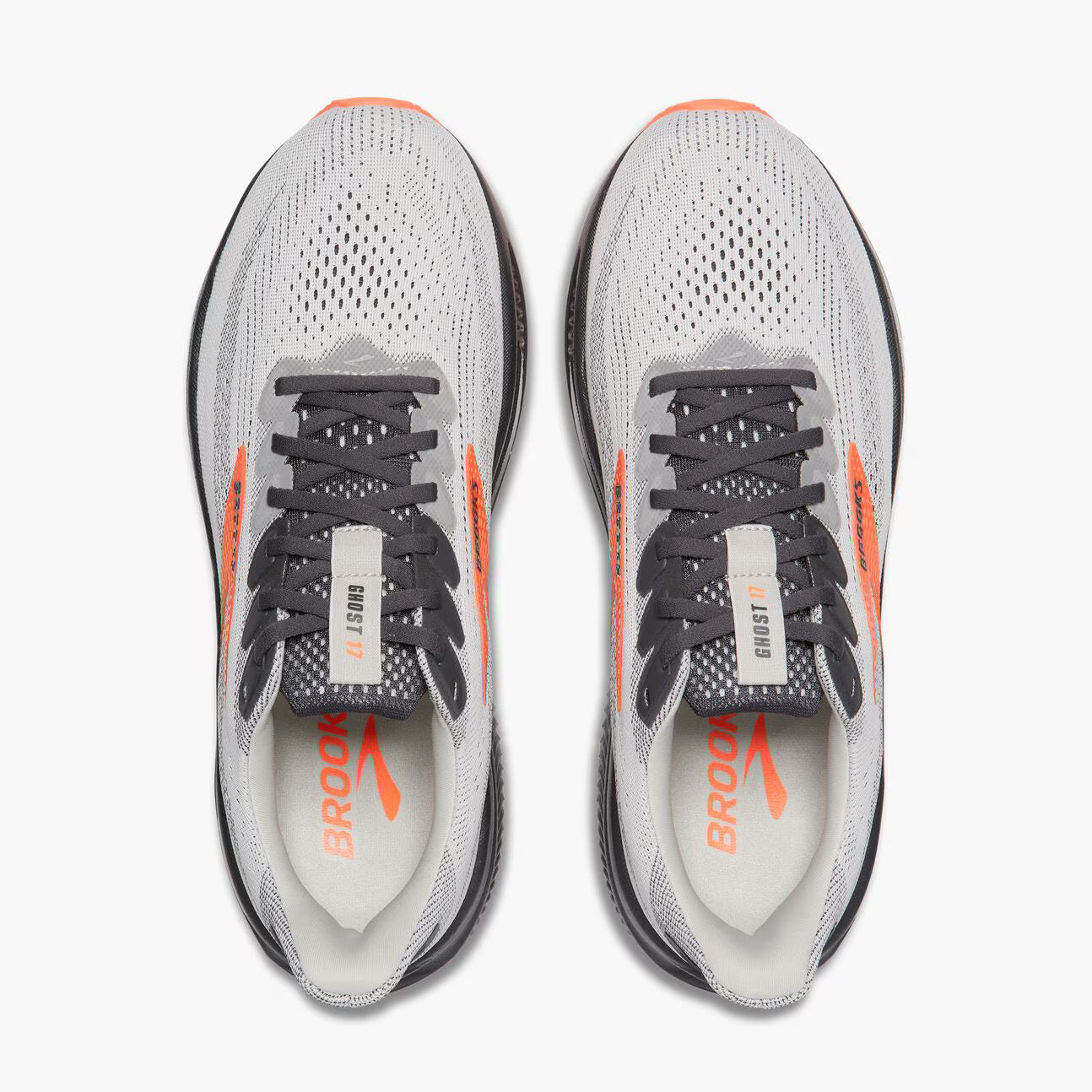 Brooks Men's Ghost 17 (Extra Wide) - Oyster Mushroom/Orange/Ebony