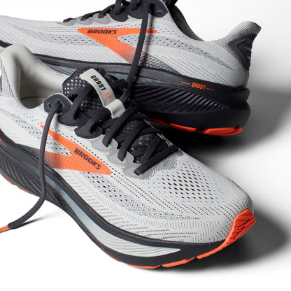 Brooks Men's Ghost 17 (Extra Wide) - Oyster Mushroom/Orange/Ebony