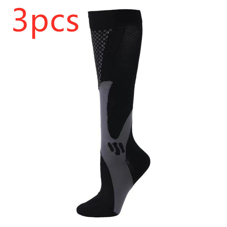 Compression Long Tube Sports Socks | Anti-Fatigue Elastic Athletic Socks for Running, Cycling & Gym | Men & Women | S–7XL