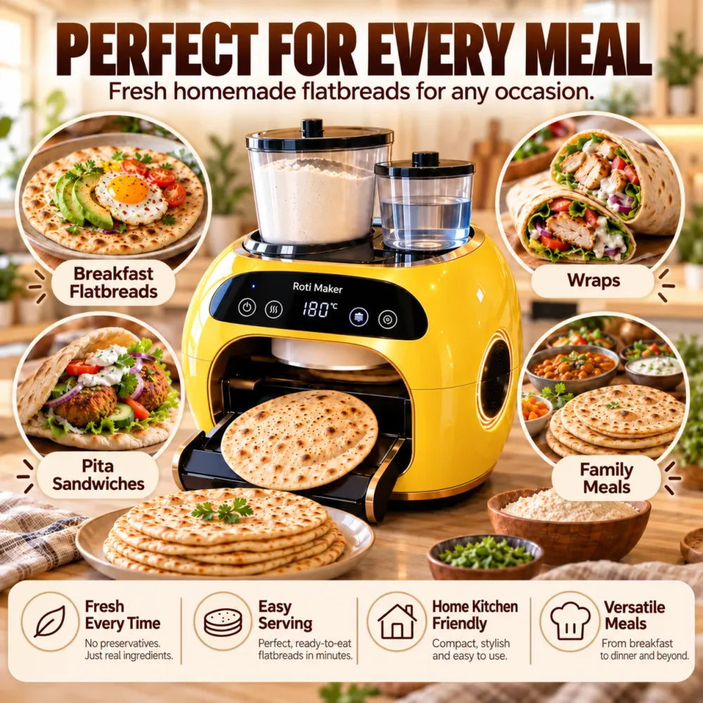 🎉 Limited Time Sale – All-in-One Automatic Flatbread Maker with Smart Mixing, Kneading & Cooking