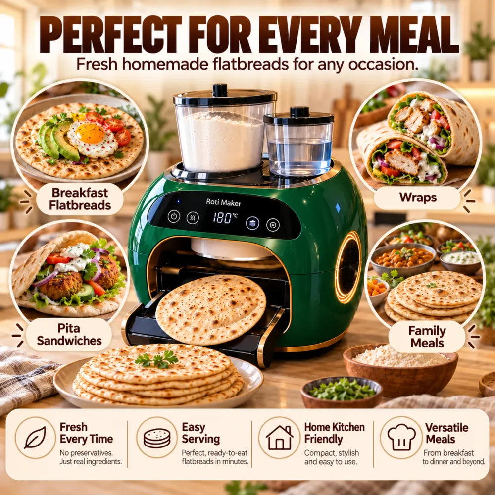 🎉 Limited Time Sale – All-in-One Automatic Flatbread Maker with Smart Mixing, Kneading & Cooking
