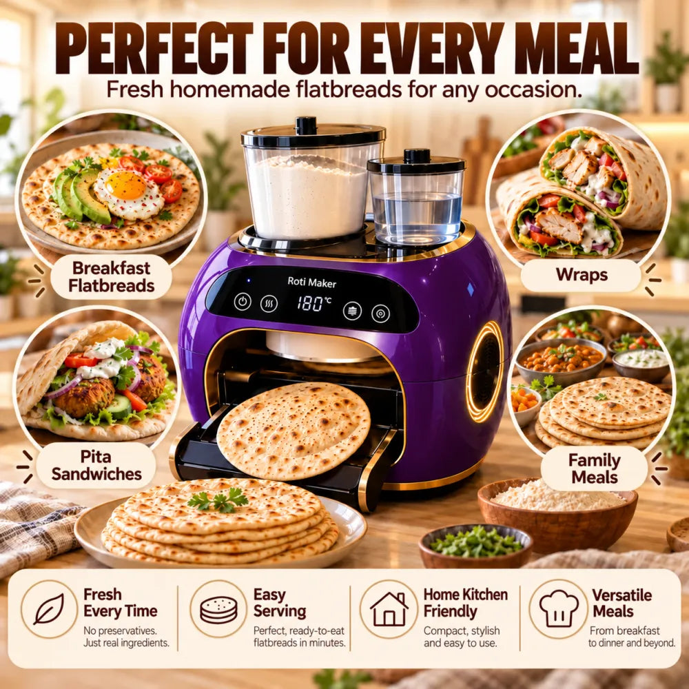 🎉 Limited Time Sale – All-in-One Automatic Flatbread Maker with Smart Mixing, Kneading & Cooking