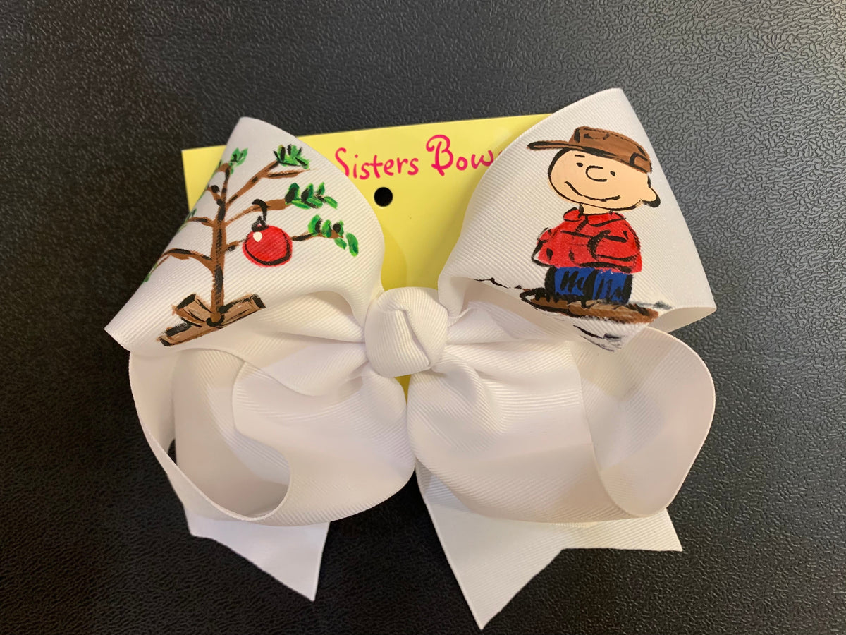 Charlie Brown Christmas - Handpainted Hair bow - Choose 6â or 8â