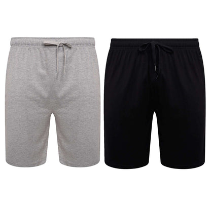 Sock Stack Men's Cotton Lounge Shorts Stretchable 2 Pack Black Navy Grey Durable and Cozy Loungewear Sizes M To 5XL Relaxed Fit