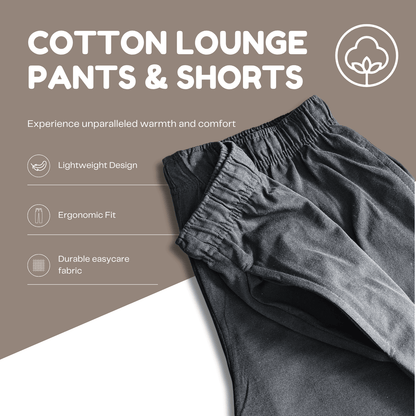 Sock Stack Men's Cotton Lounge Shorts Stretchable 2 Pack Black Navy Grey Durable and Cozy Loungewear Sizes M To 5XL Relaxed Fit