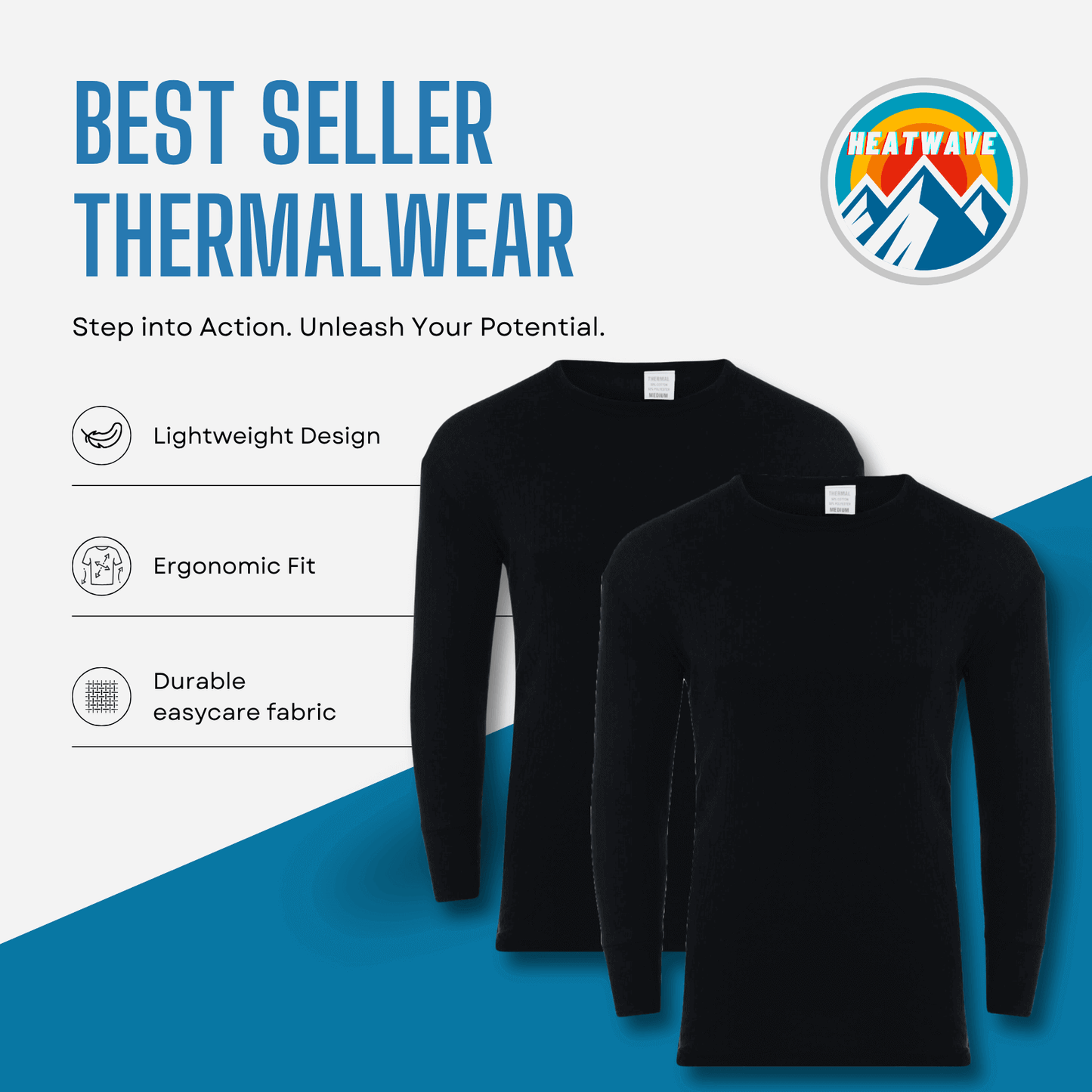 2 Pack Men's Thermal Underwear T Shirt