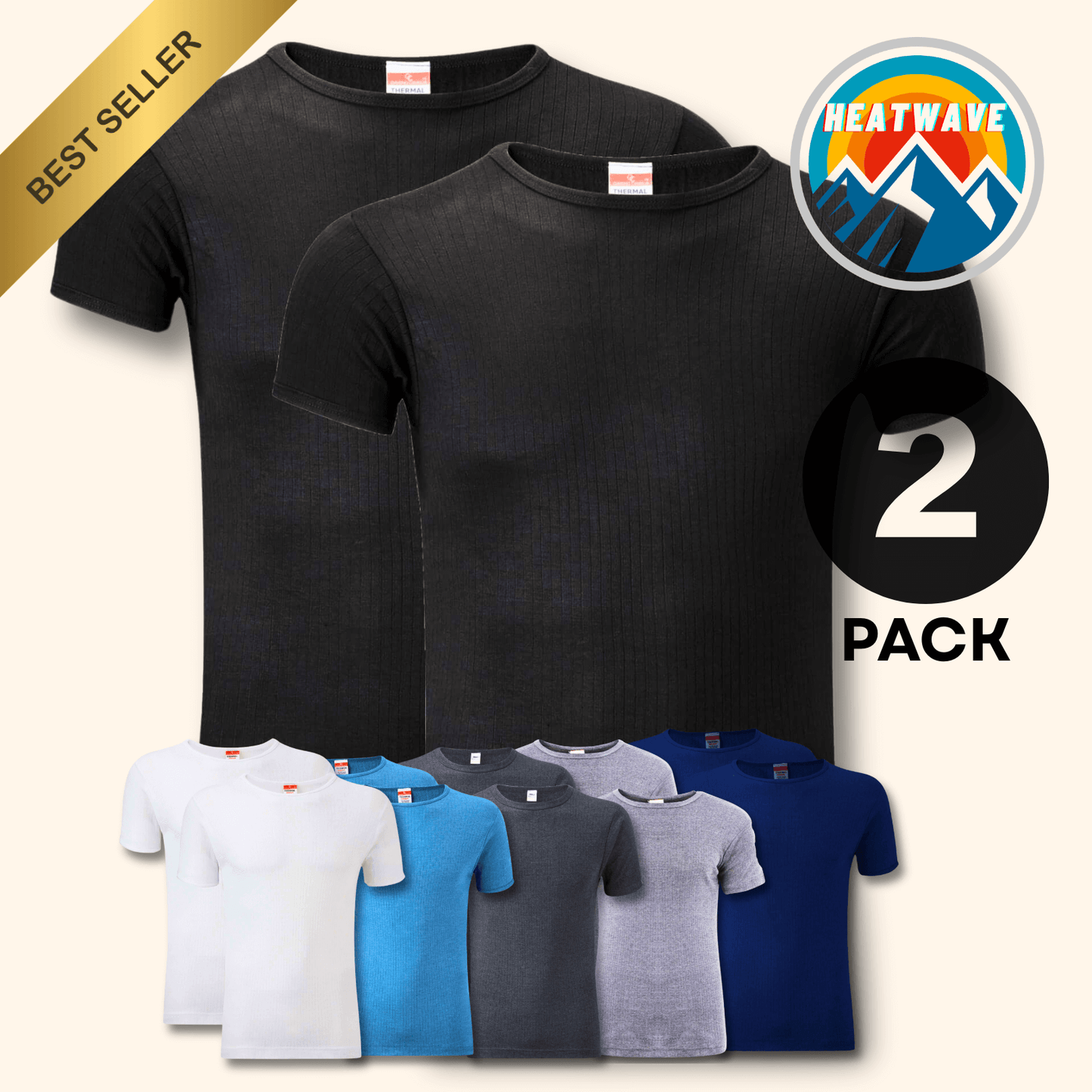 2 Pack Men's Thermal Underwear T Shirt