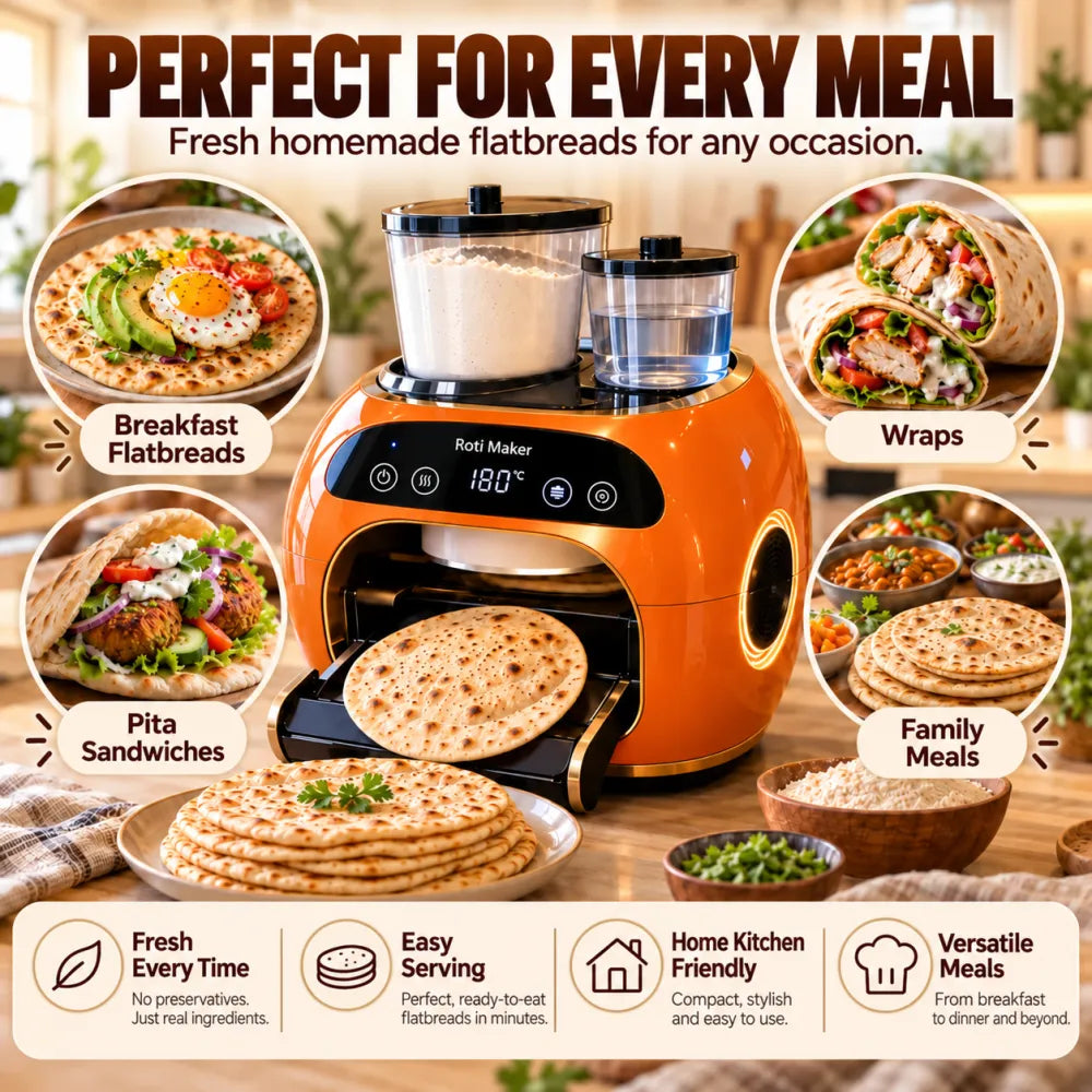 🎉 Limited Time Sale – All-in-One Automatic Flatbread Maker with Smart Mixing, Kneading & Cooking