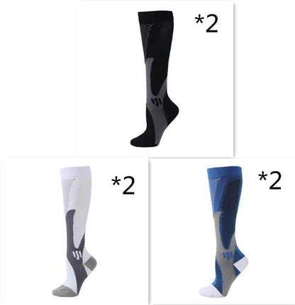 Compression Long Tube Sports Socks | Anti-Fatigue Elastic Athletic Socks for Running, Cycling & Gym | Men & Women | S–7XL