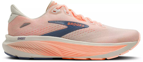 Brooks Women's Ghost 18 - Star White/Cyber Peach/Grey