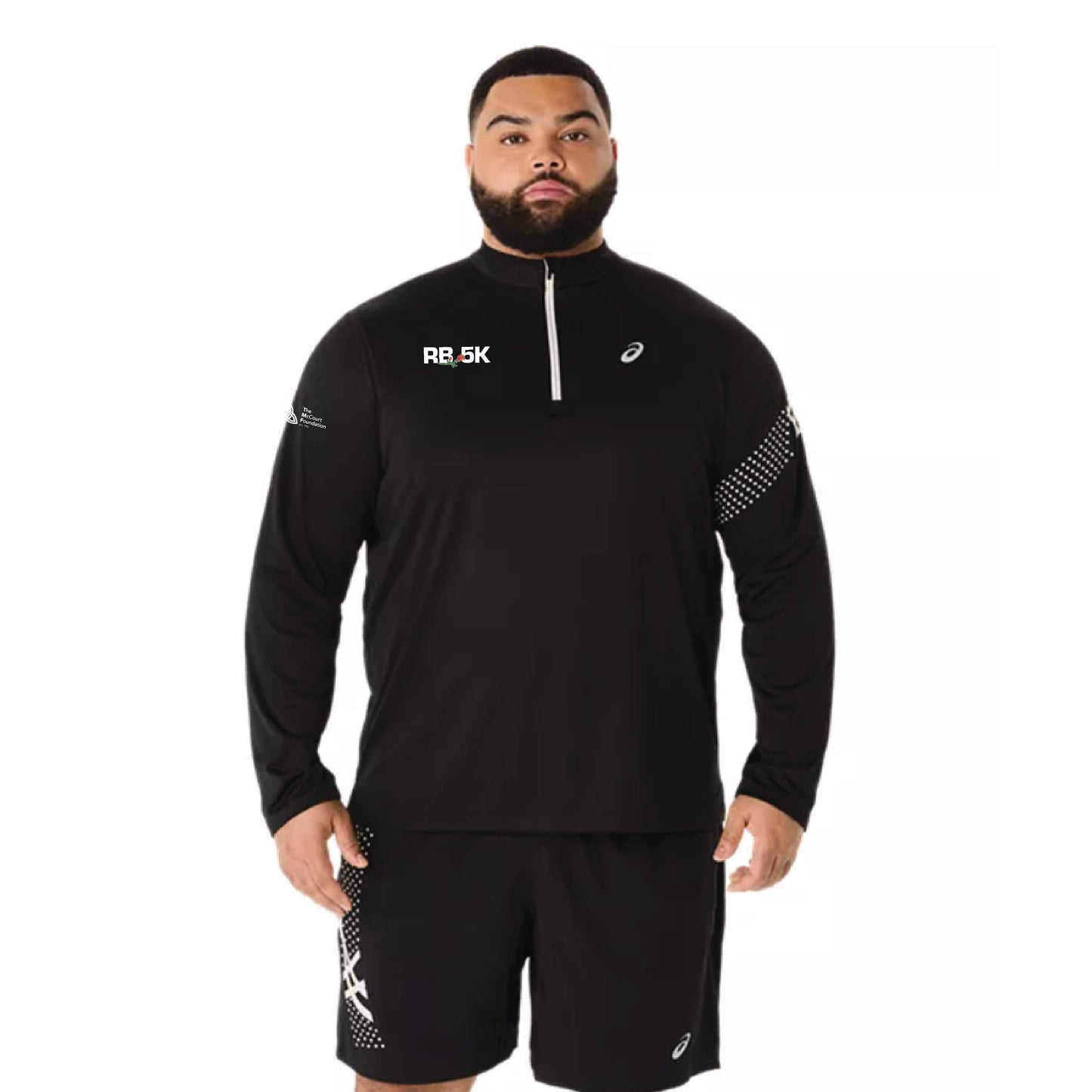 2026 Rose Bowl 5K - ASICS Men's Icon Long Sleeve 1/2 Zip Black (2011D459) (RB26-11)