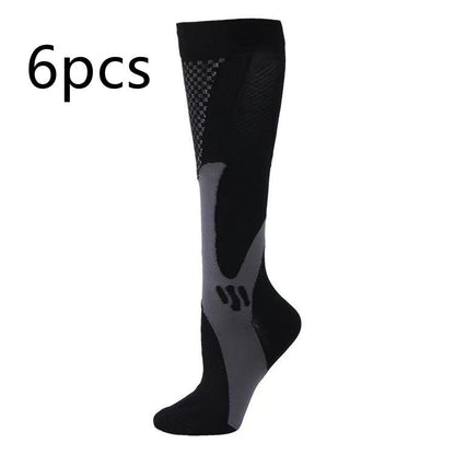 Compression Long Tube Sports Socks | Anti-Fatigue Elastic Athletic Socks for Running, Cycling & Gym | Men & Women | S–7XL