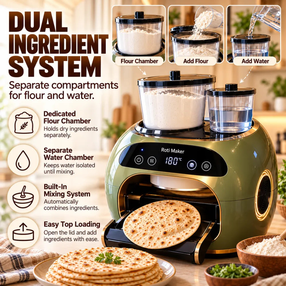 🎉 Limited Time Sale – All-in-One Automatic Flatbread Maker with Smart Mixing, Kneading & Cooking