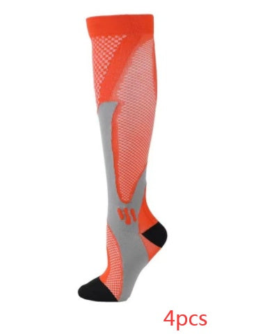 Compression Long Tube Sports Socks | Anti-Fatigue Elastic Athletic Socks for Running, Cycling & Gym | Men & Women | S–7XL