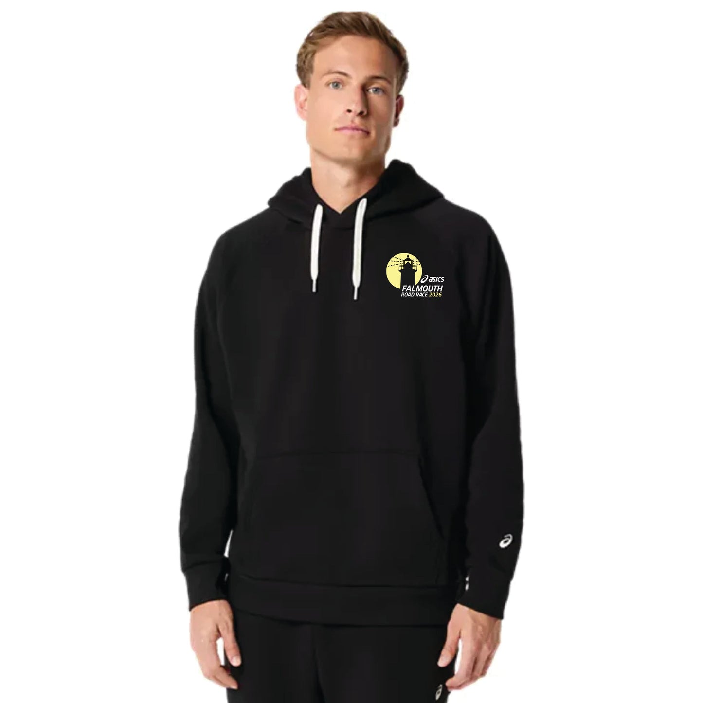 ASICS Falmouth Road Race 2026 - ASICS Unisex Fleece Relaxed Pullover Hoodie Black (2031F470) (FRR26-13 LC, FRR26-14 Back)