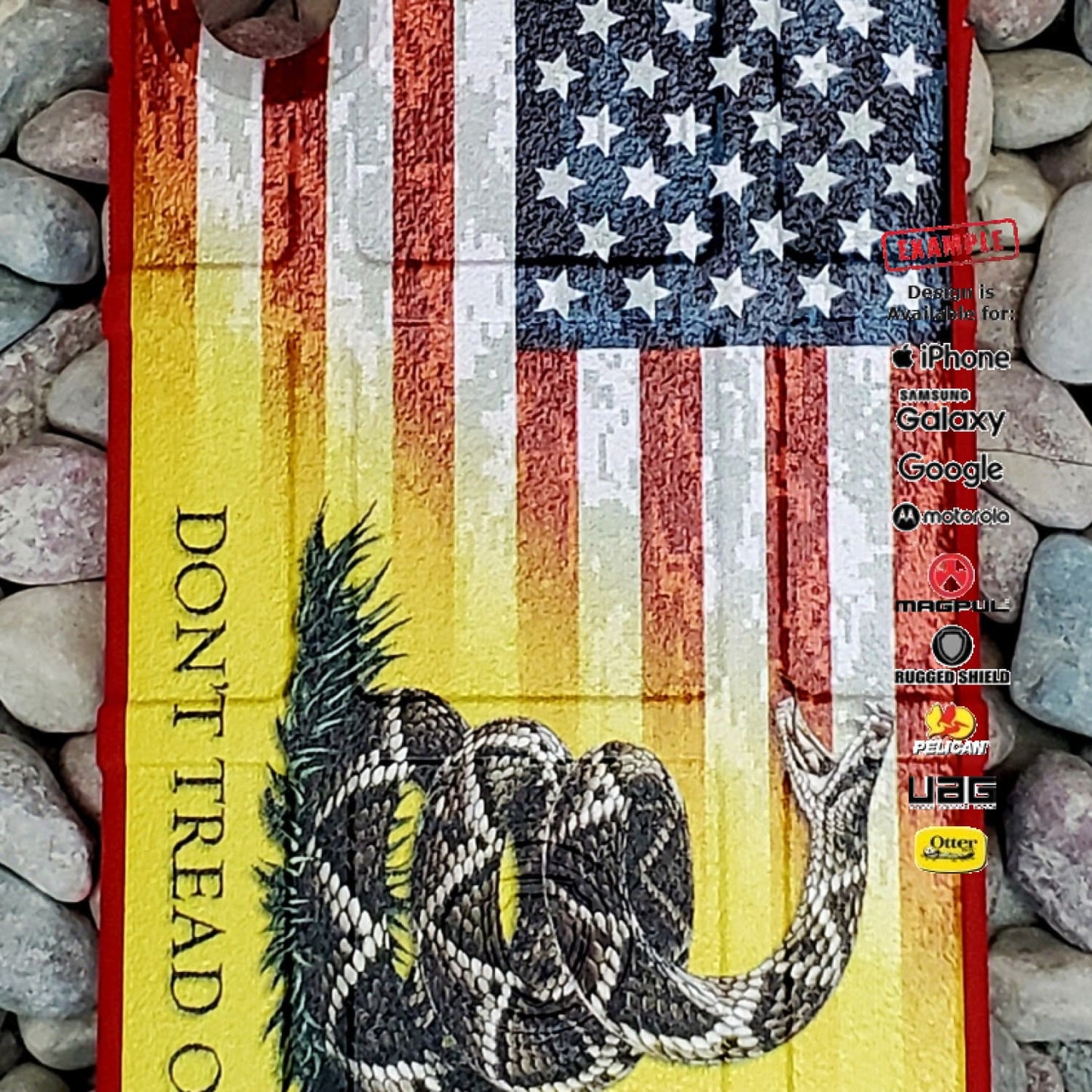 CLEARANCE - Custom Printed Apple iPhone X/Xs US Camo Flag Don't Tread on Me Design on Red Rugged Shield Case