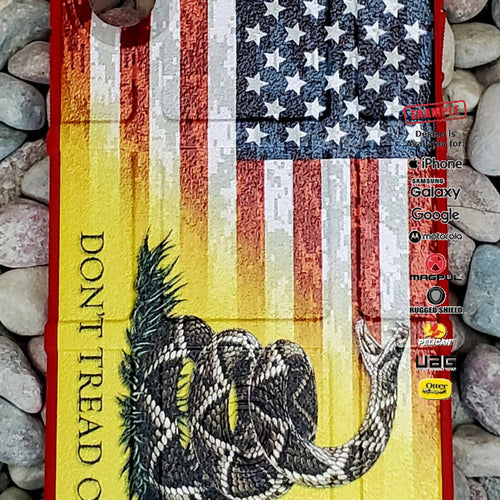 CLEARANCE - Custom Printed Apple iPhone X/Xs US Camo Flag Don't Tread on Me Design on Red Rugged Shield Case