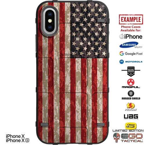 US American Flag Desert Digital Camouflage Custom Printed Case Design for Apple, Samsung, Google & Motorola Phone Models