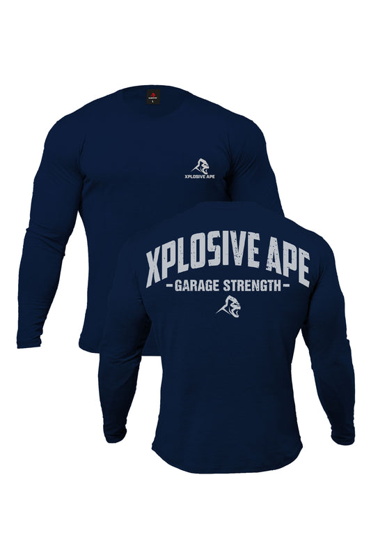 XAPE Garage Strength Long Sleeve Tee - Navy