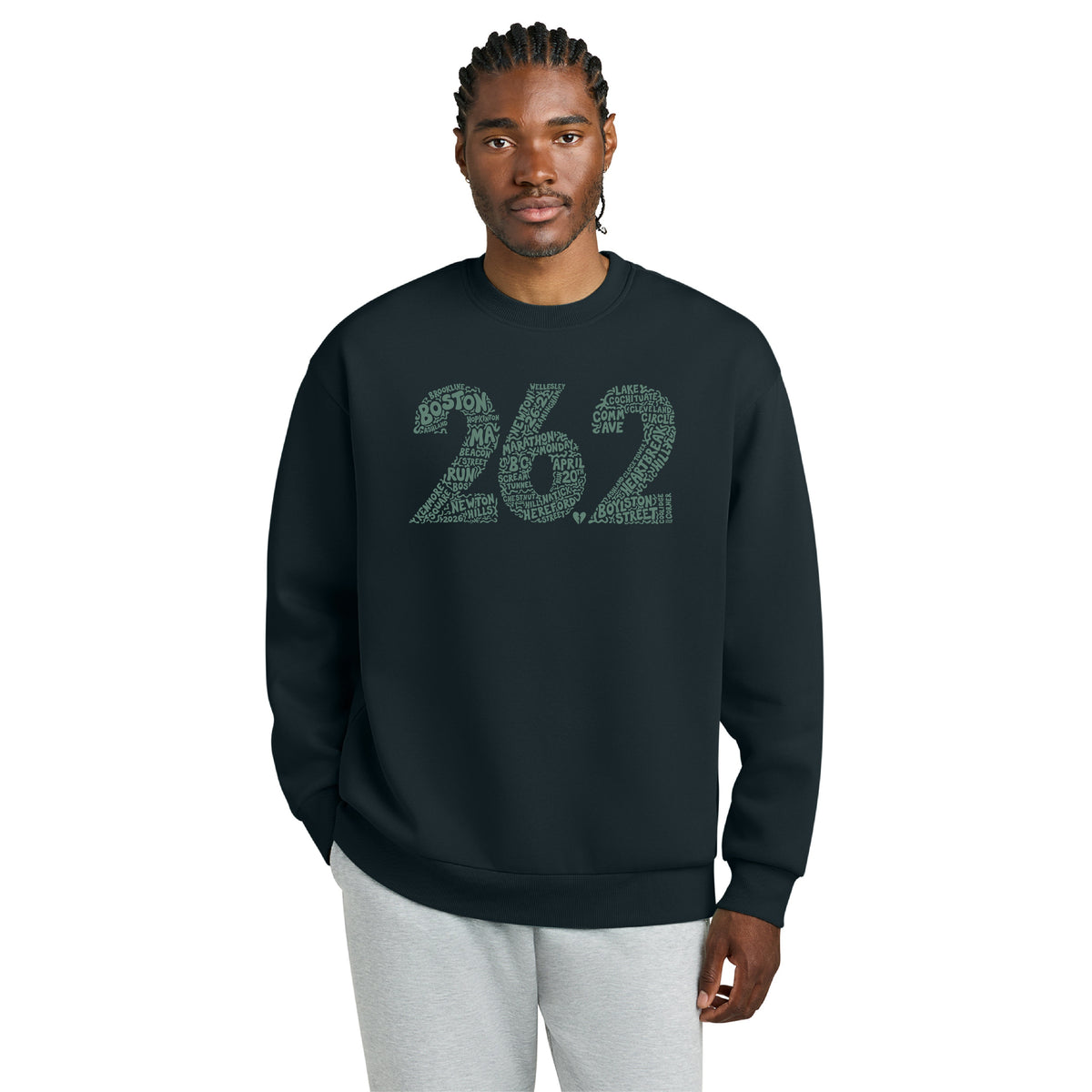 Boston 26.2 - Heavyweight Navy Blue Fleece Crew (DT6154) (HBM26-07)