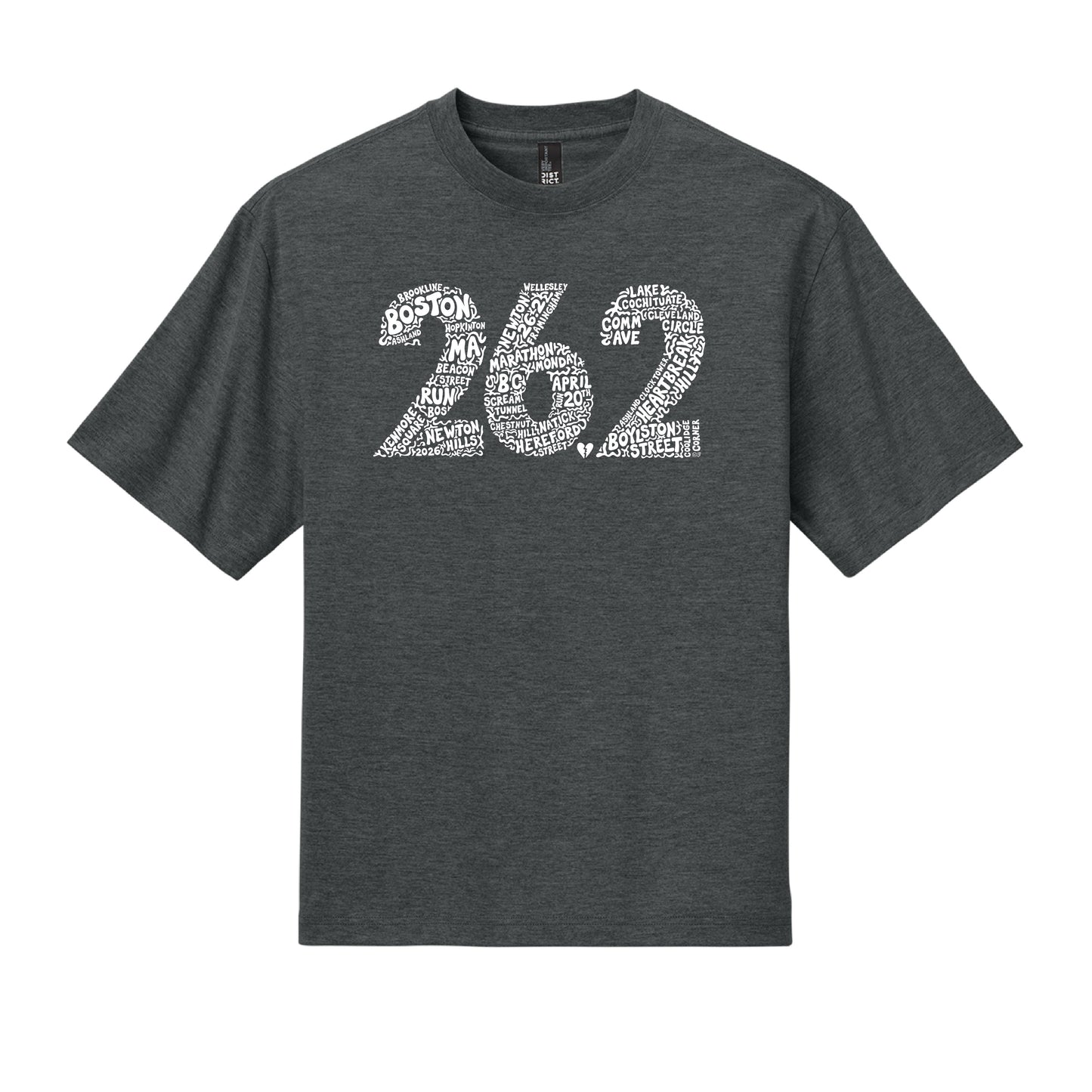Boston 26.2 - Heavyweight Heathered Charcoal Tee (DT6065) (HBM26-13)