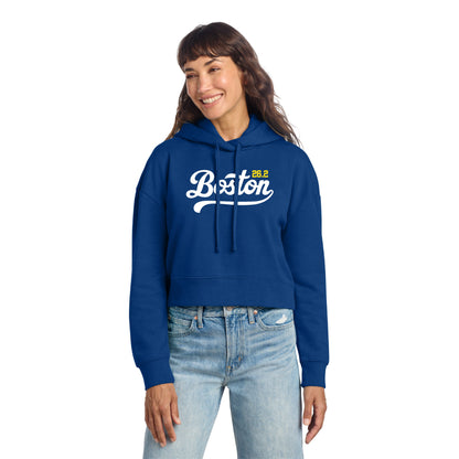 Boston 26.2 - Women's Deep Royal Fleece Crop Hoodie (DT6101) (HBM26-13)
