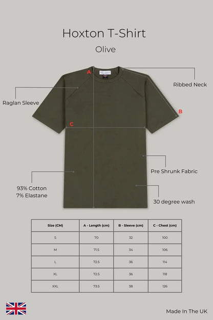 Hoxton Raglan Sleeve Fitted T-shirt - Olive